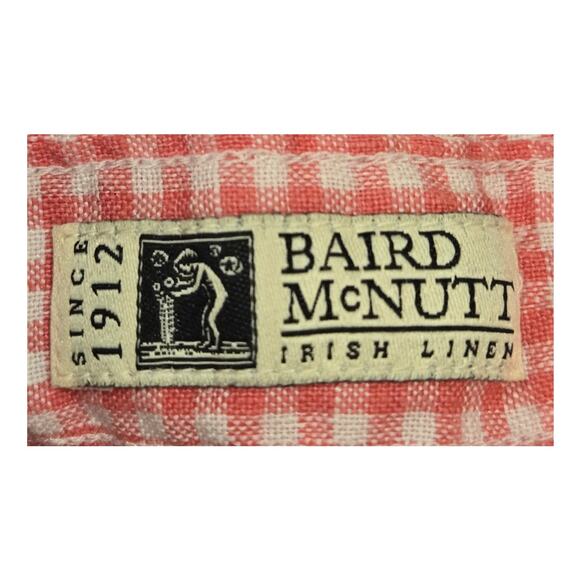 Brooks Brothers Baird McNutt Linen Pink White Gingham Button Down Shirt Medium - Picture 8 of 9